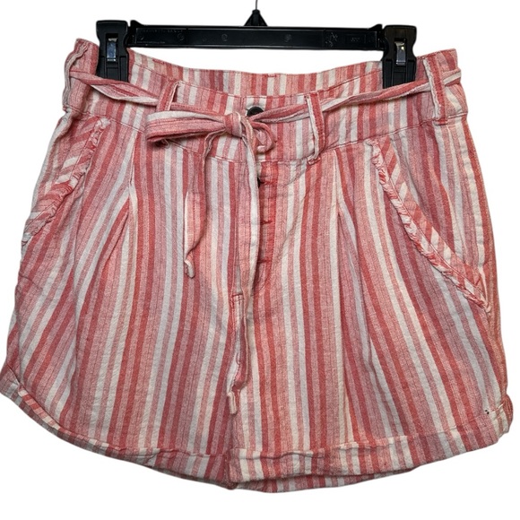 Free People Pants - Free People Red and White Striped High Waist Shorts